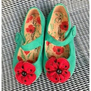 Osh Kosh Baby Girls Holiday Mary Jane Red Poppy Flower Dress Shoes Flats Size 7T